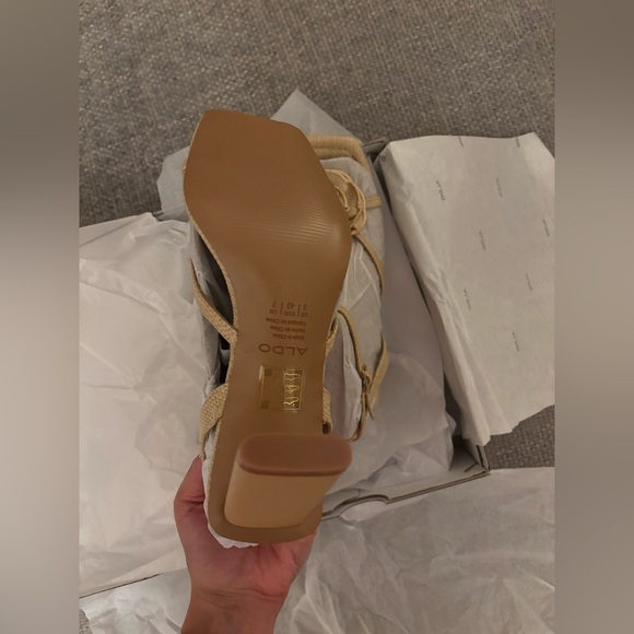 ALDO SiennaMae Raffia Heeled Sandals Natural Beige – Size 9 brand new - Picture 8 of 16